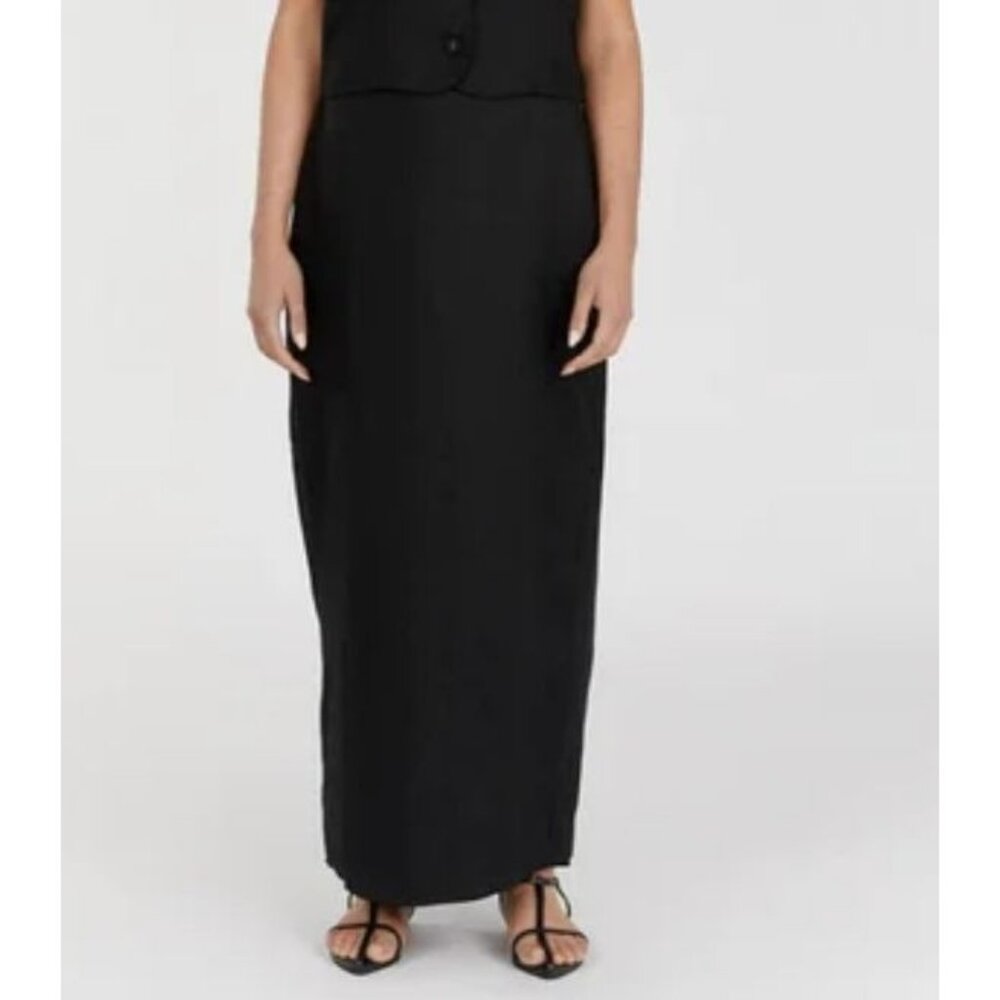 DISSH Roberts Black Linen Midi Pencil Skirt Size 12